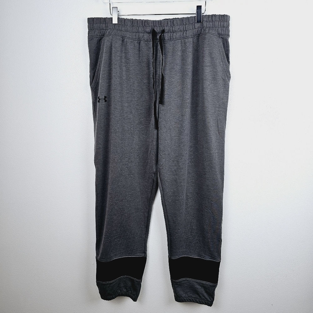 Under Armour Gray/Black Rival Terry Colorblock Joggers NWT, size XL